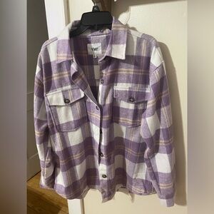 YMI Lavender and Cream Plaid Shirt